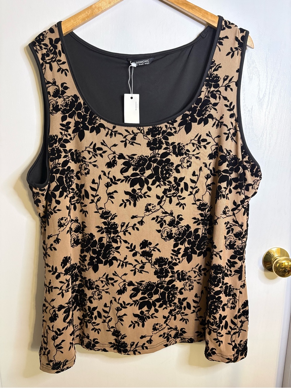 NWT BloomChic Sz 24 Women’s Burnout Velvet Floral Tank Top Office Boho Layer